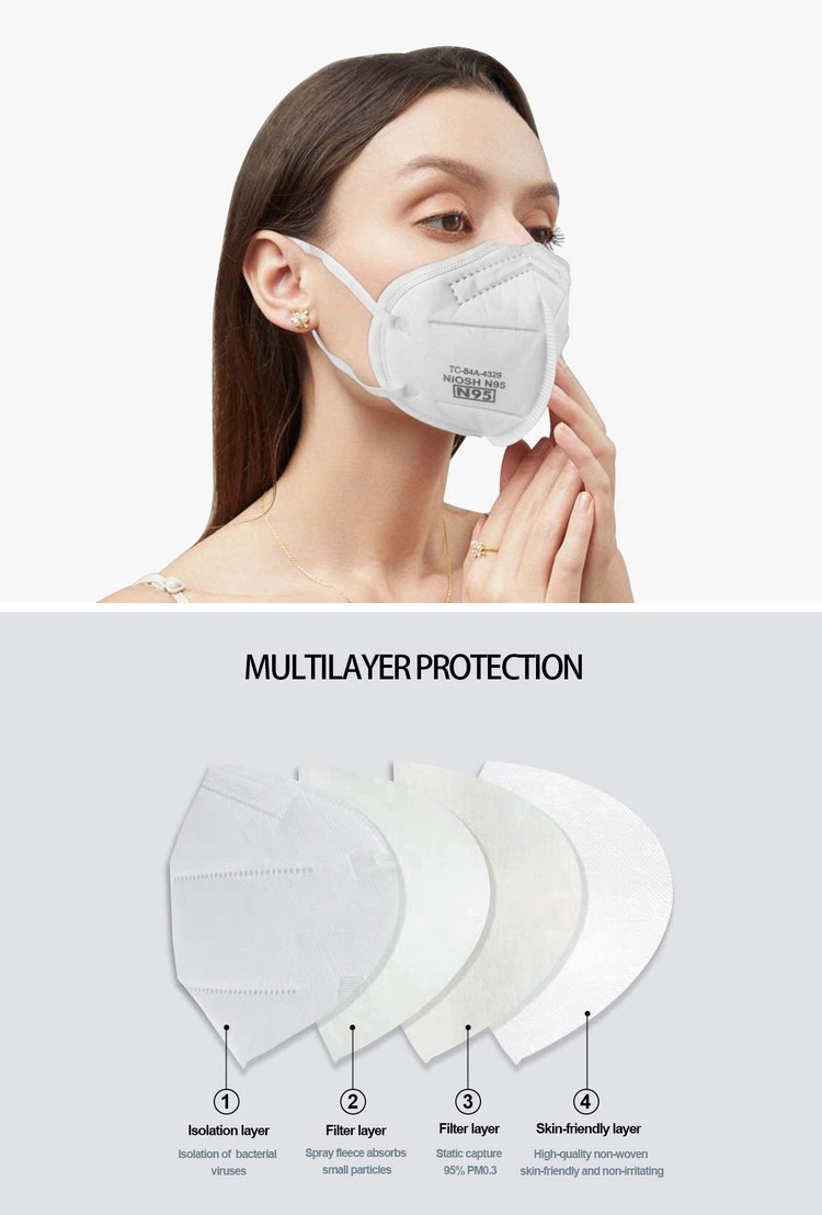 Disposable FFP2 Dust Particulate Respirator KN95 Facemask N95 Face Mask
